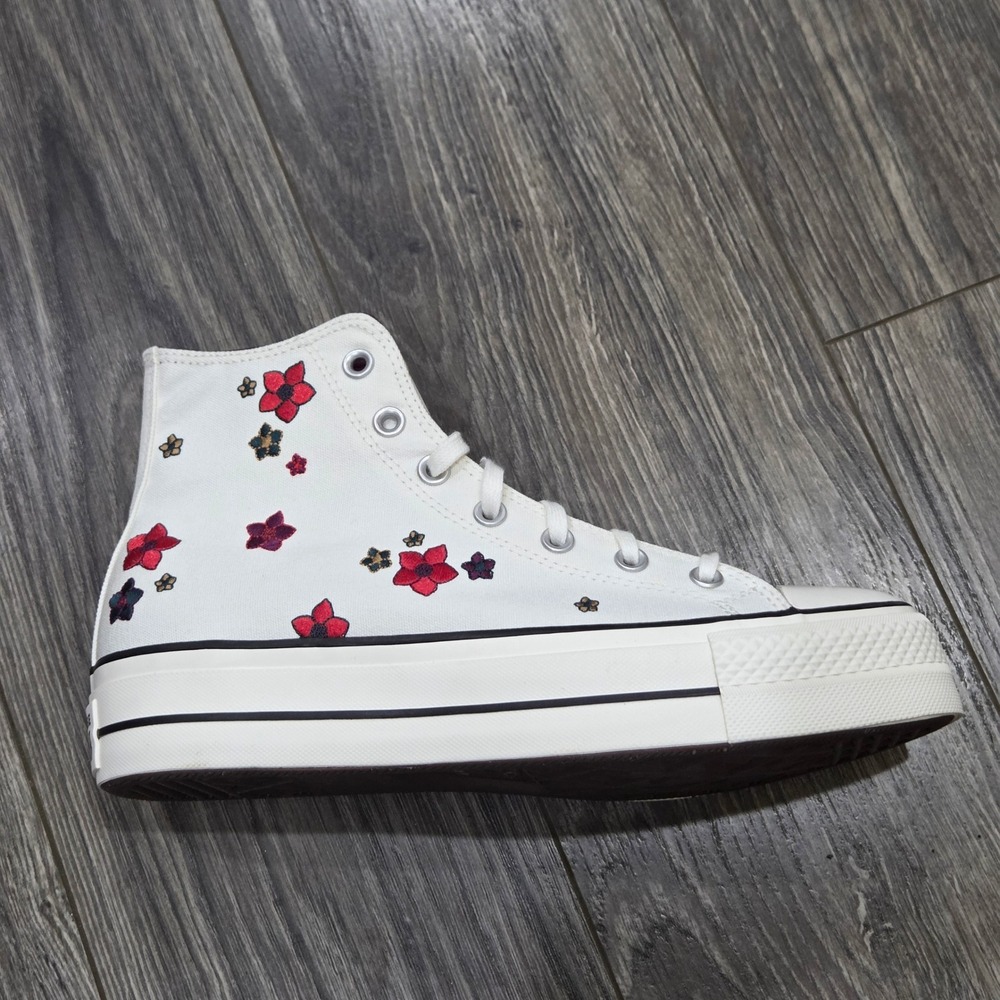 Converse Chuck Taylor Lift Platform Sneakers 10 Embroidered Flowers High Top - Picture 4 of 12